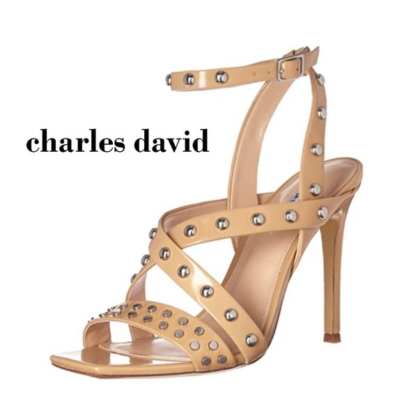 CHARLES DAVID 6.5, 7.5 Velocity Strappy Stud Sandals Heels...